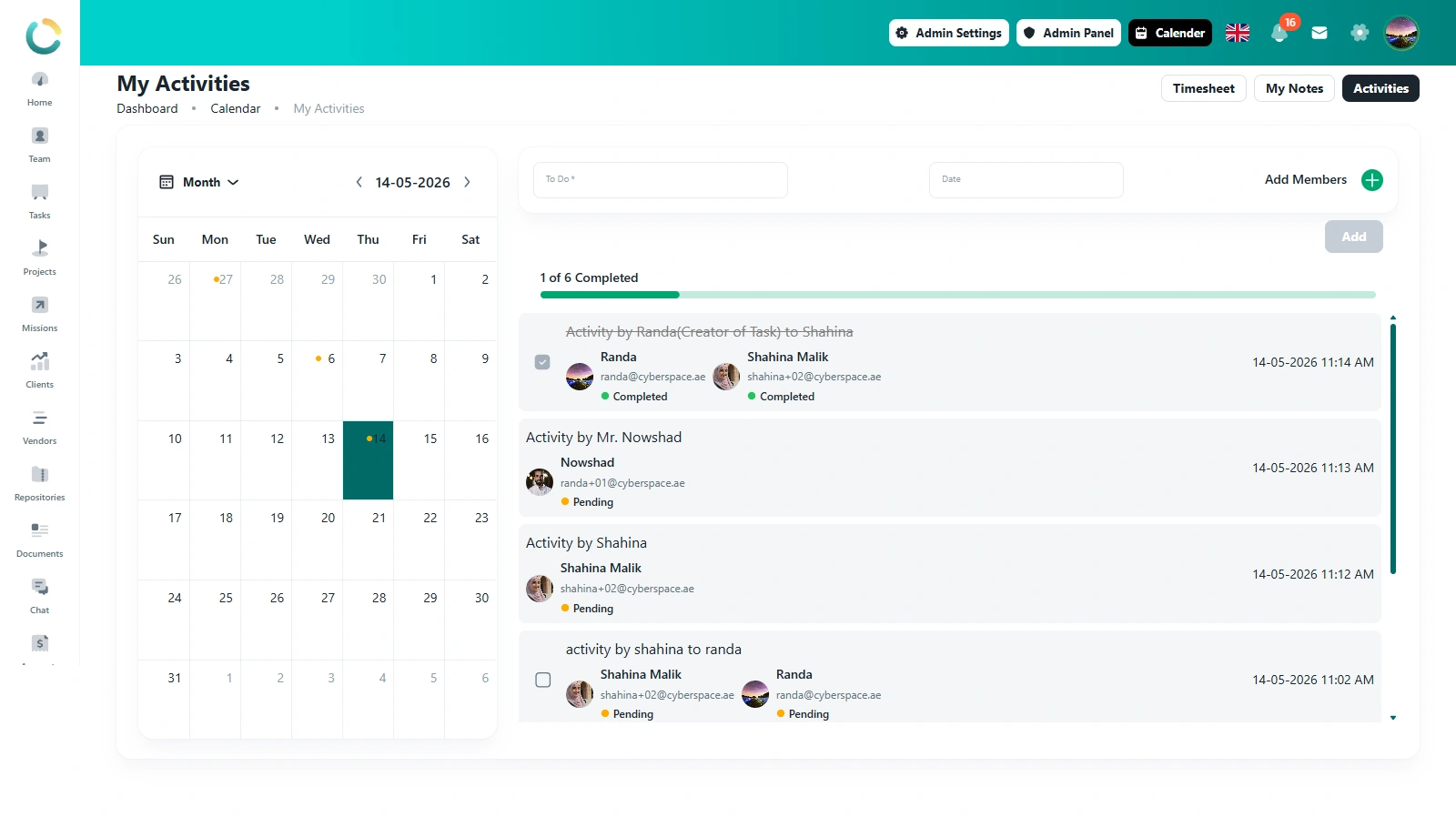 TAIRRAGO Timesheet Actions Web View